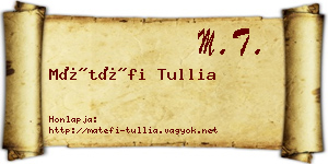 Mátéfi Tullia névjegykártya